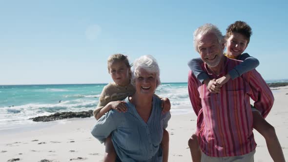 Family enjoying free time on the beach together