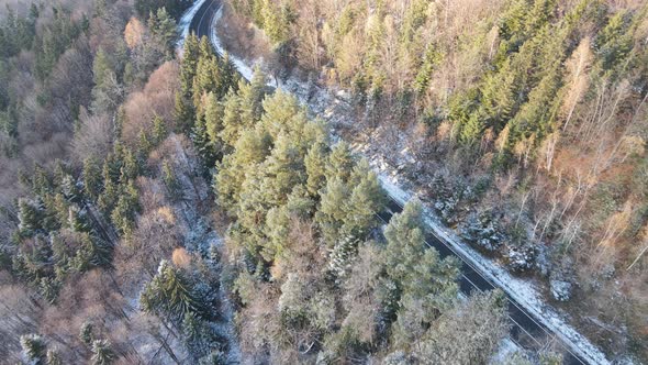 Aerial view above the Transfagarasan mountain road