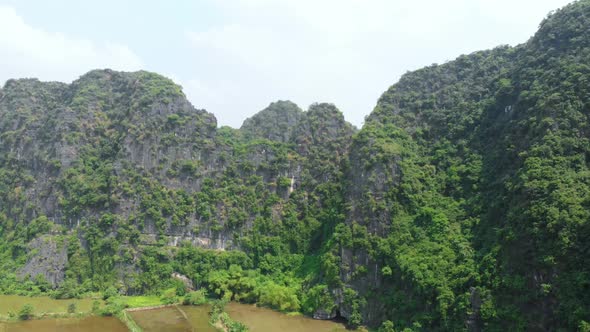 Aerial View of Ninh Binh Region, Trang an Tam Coc Tourist Attraction in Vietnam