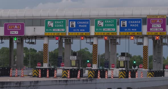 Timelapse of cars going through the toll road in Houston, Texas