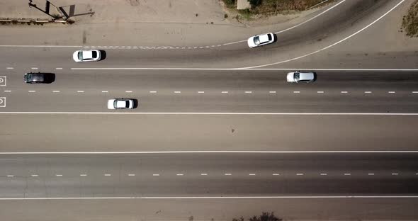 Highway Road with Traffic Cars and Trucks on the Road