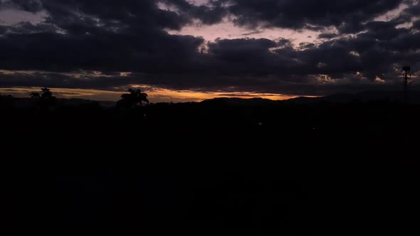 drone shot of revealing sunrise