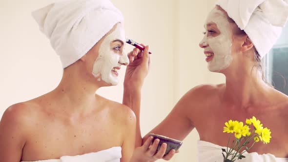 Beautiful Woman Having a Facial Treatment at Spa