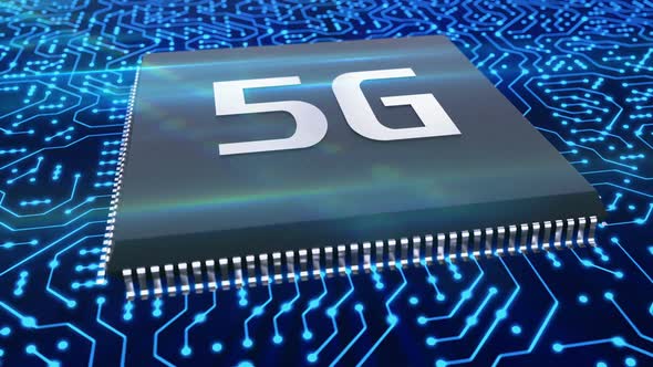 5g Technology Microchip on the Circuit Provides High Speed Network Connection alt