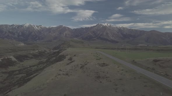 Empty road in Southern Alps