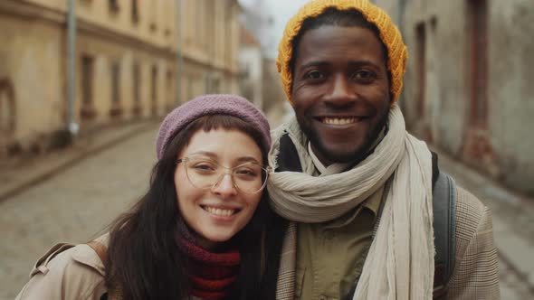 Portrait of Happy Multiethnic Couple in Old Town