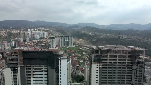 Aerial view of rich housing in mexico city and construction