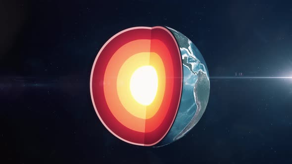 Three Quarters of Planet Earth Revealing the Crust, Mantle and Core