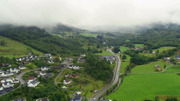 Drone Flying Over Small Norwegian Town In The Mountains, Drone Stock Footage By Drone Rune