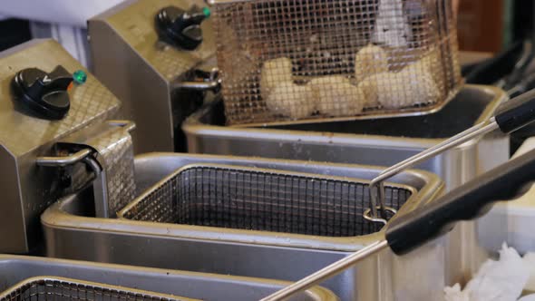 Homemade Traditional Spanish Croquettes or Croquetas on Street Food Festival