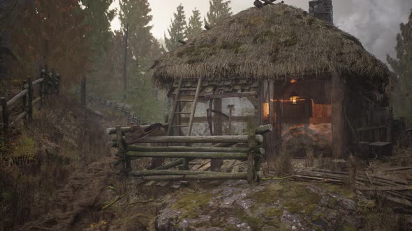 Old Abandoned Rural Wooden House in Russian Village in Summer alt