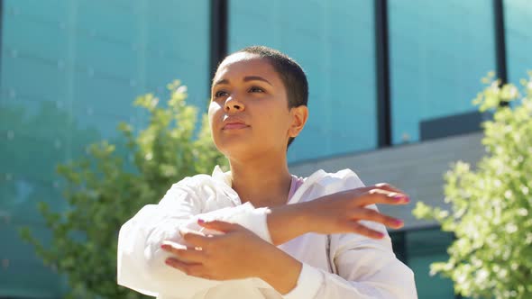 African American Woman Doing Sports Outdoors