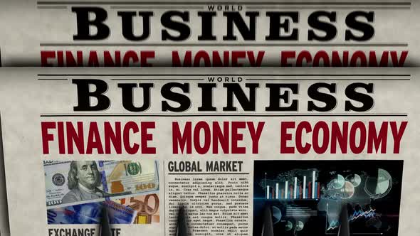 Business, finance, money and economy newspaper printing press