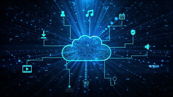 Big Data Cloud Computing HUD and icon Digital cyberspace Internet Of Things IOT Concept. alt