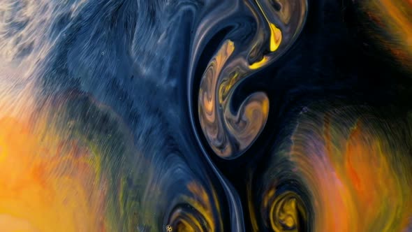 Abstract Psychedelic Background. Yellow Ink Is Poured Into a Multicolored Liquid with a Slow Motion alt