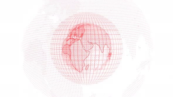 Red Color Spinning 3d Earth Animated White Background