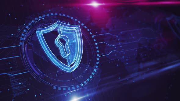 Cyber security and digital network protection symbol loop concept alt