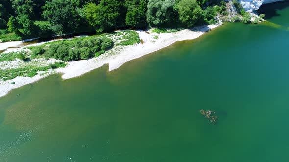 The gorges of the Ardeche in France seen from the sky