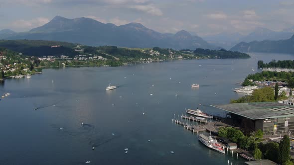 Aerial shot of Lake Lucerne in central Switzerland, Europe