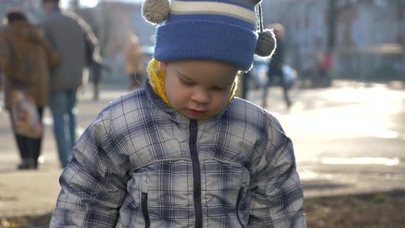 Little Child Gets To Know World Outdoors