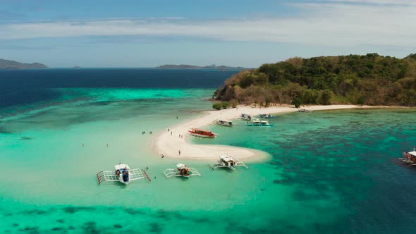 Tropical Island with Sandy Beach Philippines Palawan