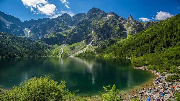 Poland mountains morskie oko Eye of the Sea a lake surrounded by mountains top peek views clear clea