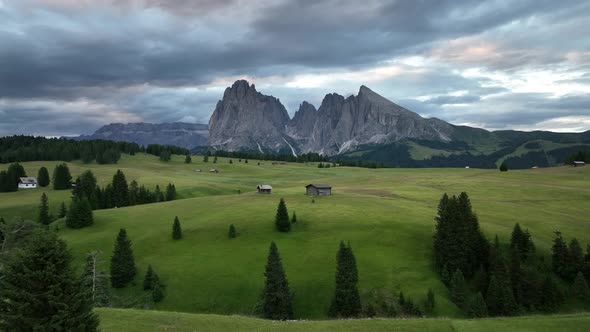 Beautiful cloudy day in the Dolomites mountains