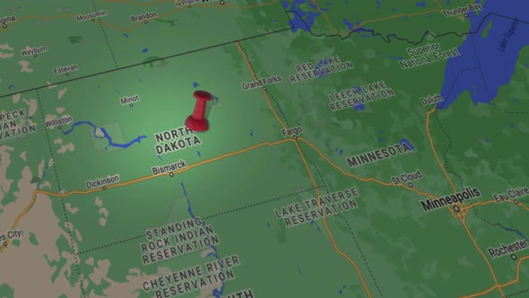 North Dakota state on map 4K