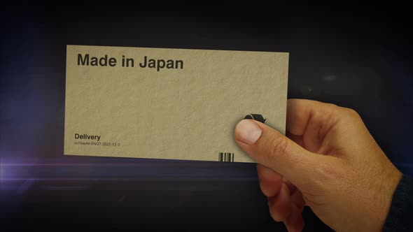 Made in Japan box pack in hand abstract concept rendering alt