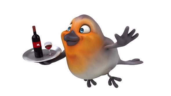 Fun 3D cartoon red robin with alpha