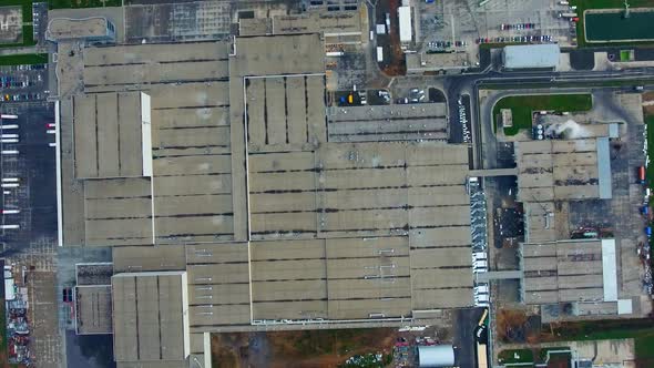 Huge factory from above. Very big industrial zone from above. Aerial view on plant.
