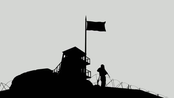 Silhouette Soldier Guarding the Border