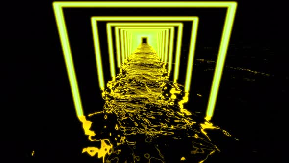 Neon 3d tunnel with water