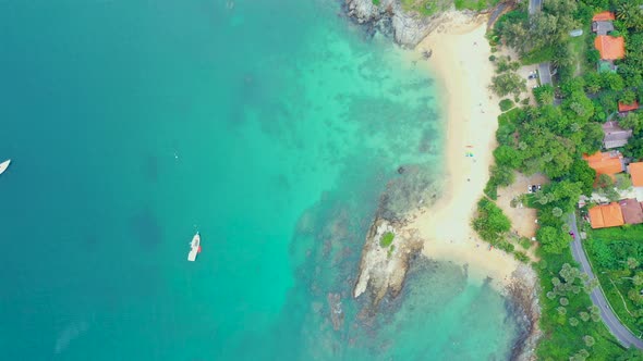 Yanui Beach at Phuket in Thailand in a summer day. Aerial View