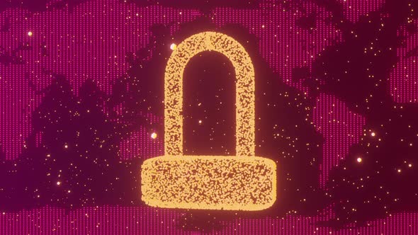 Global padlock on magenta map