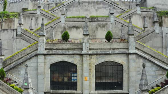 The stairs leading down to the roman catolic church