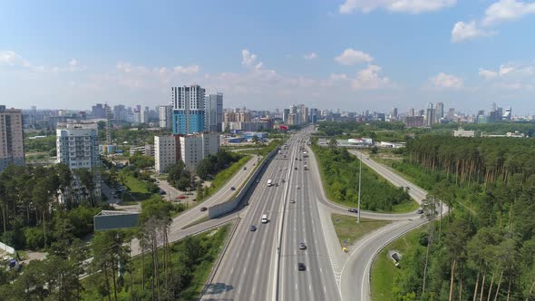 Entry to the big city. Aerial shot 04