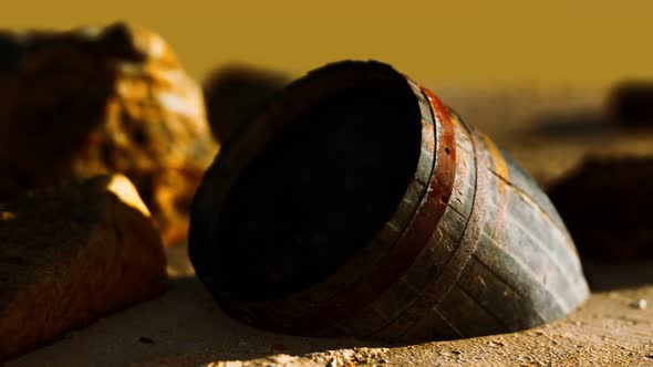 Old Wooden Barrel at Sand Beach