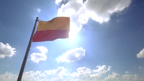 Warsaw City Flag on a Flagpole V4