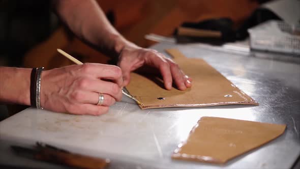 Making Leather Notebook and Gluing Edges of Cover Template