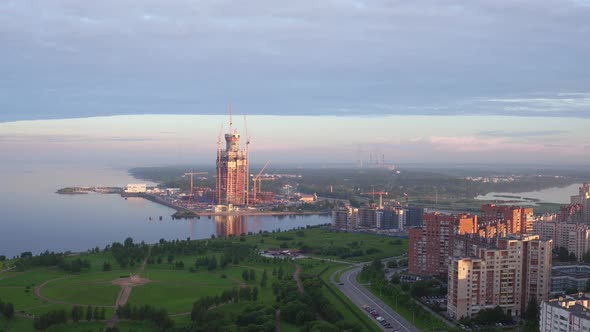 Saint Petersburg Russia Morning City Aerial 211