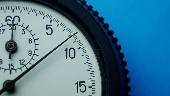 Analogue Plastic Stopwatch on Blue Background