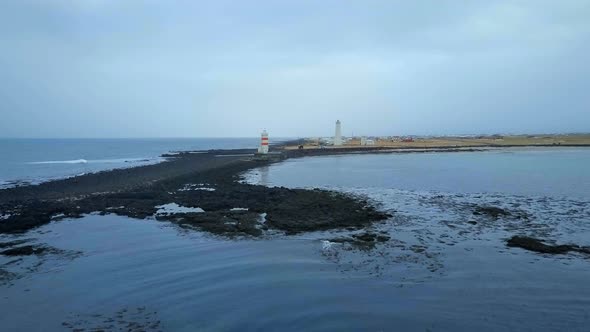 Gardur Lighthouse Iceland Aerial View