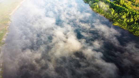 Aerial View of Spectacular Landscape with River Cutting