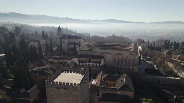 Alhambra complex, palace and fortress, Granada, Spain. Famous Islamic architecture