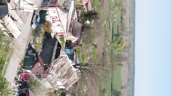 Vertical Video of a Destroyed Building in Borodyanka Ukraine