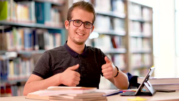 Student Working in the University Library