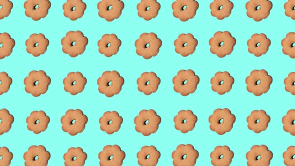 Cookie Loop Animation On Blue Background.
