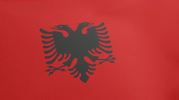 National Flag of Albania Waving Original Size and Colors 3D Render Republic of Albania Flag Textile