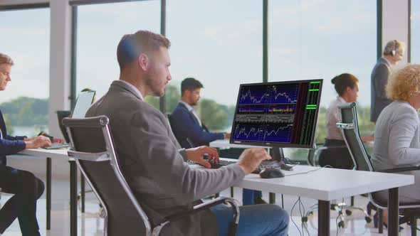 Man analysing trade or stock market data